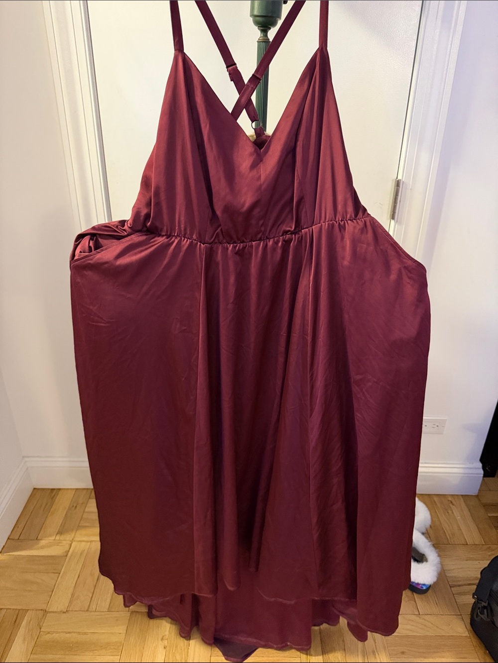 torrid Burgundy Strapless V-Neck Layered A-Line Dress